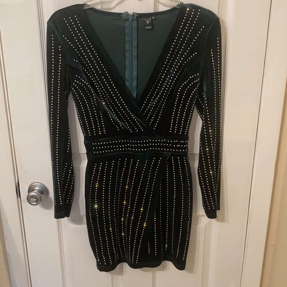 Green velvet dress